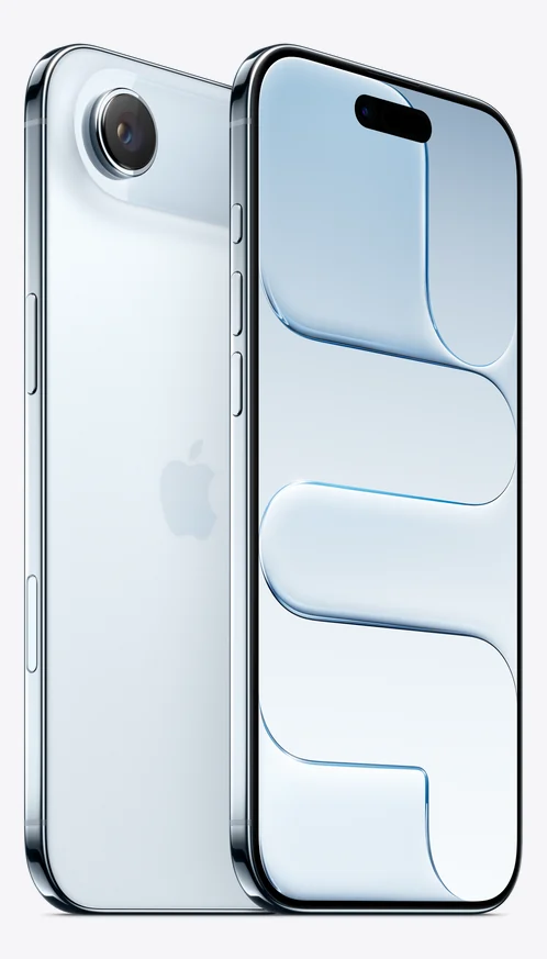 iPhone Air, небесно-голубой, вид сзади и спереди