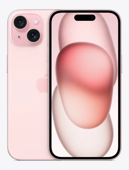 iPhone 15, розовый, вид сзади и спереди